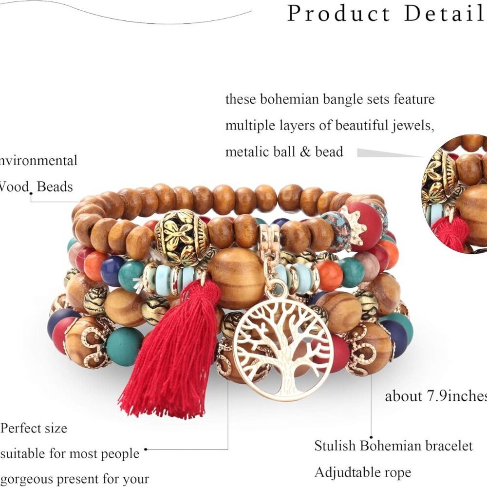 8 Sets Bohemian Stackable Bead Bracelets For Wome… - image 3